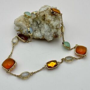 Artini Multi colored Stone Station Necklace